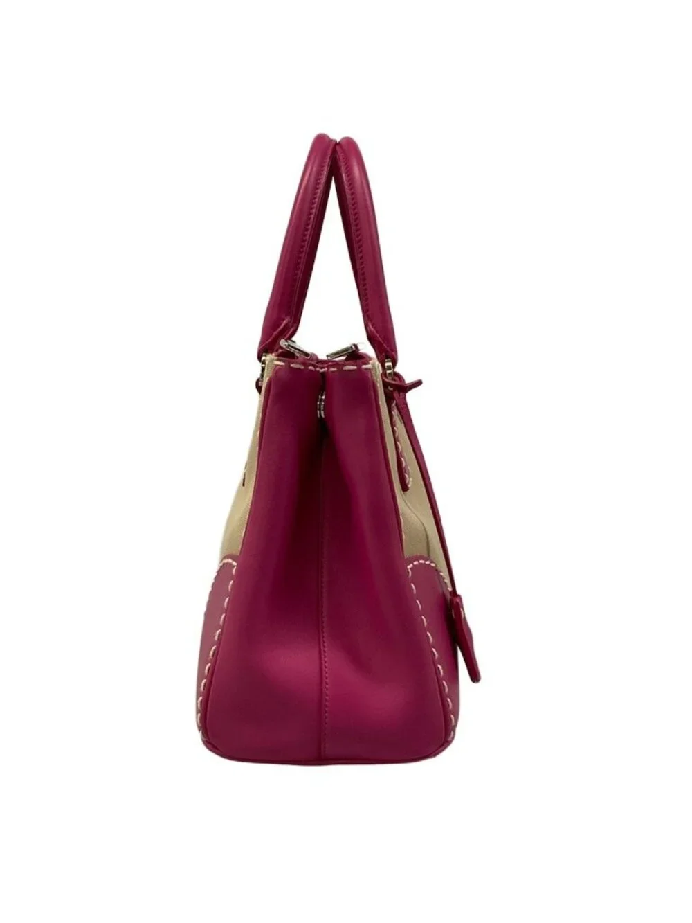 Prada Handbag Canapa City Beige Pink Leather